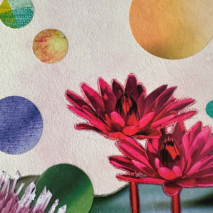 Close up of a painterly original collage called &
