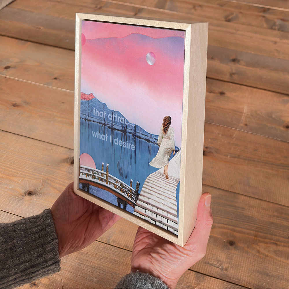 Small, intimate soft coloured pink and cream original collage called &