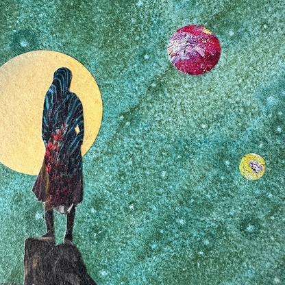 Close up of the small teal collage called &